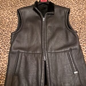 Men's Black Leather Vest